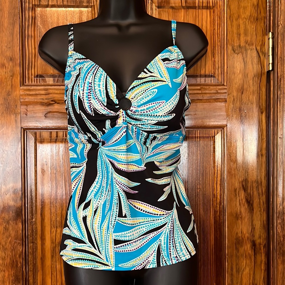 SONOMA Colorful Tropical Leaf Tankini Top Size 14